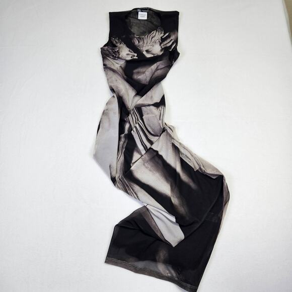 Zara Three Graces Mesh Maxi Dress Sleeveless Mesh Instagram Sheer Party Long S - Picture 15 of 15